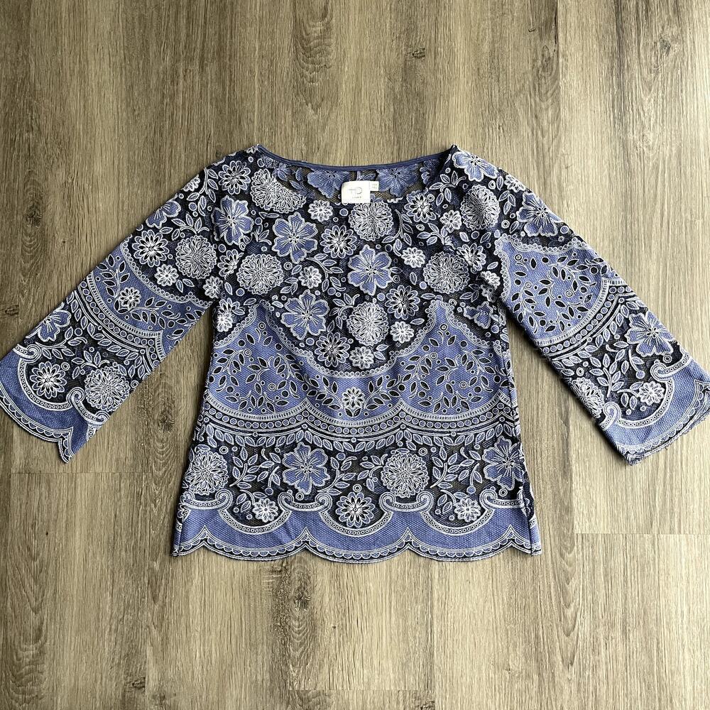 Anthropologie HD in ParisMontmartre Blouse  Blue Long Sleeve 00​​​​